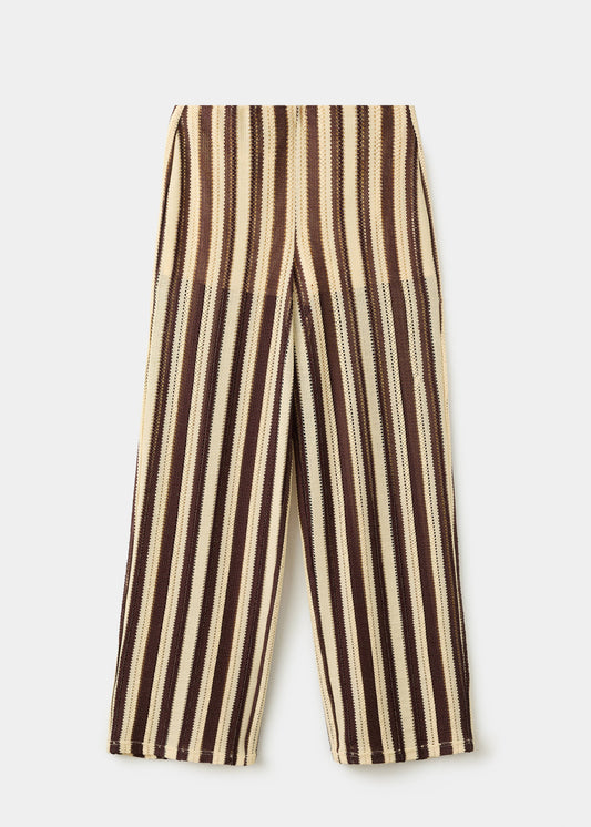 Striped openwork knit pants