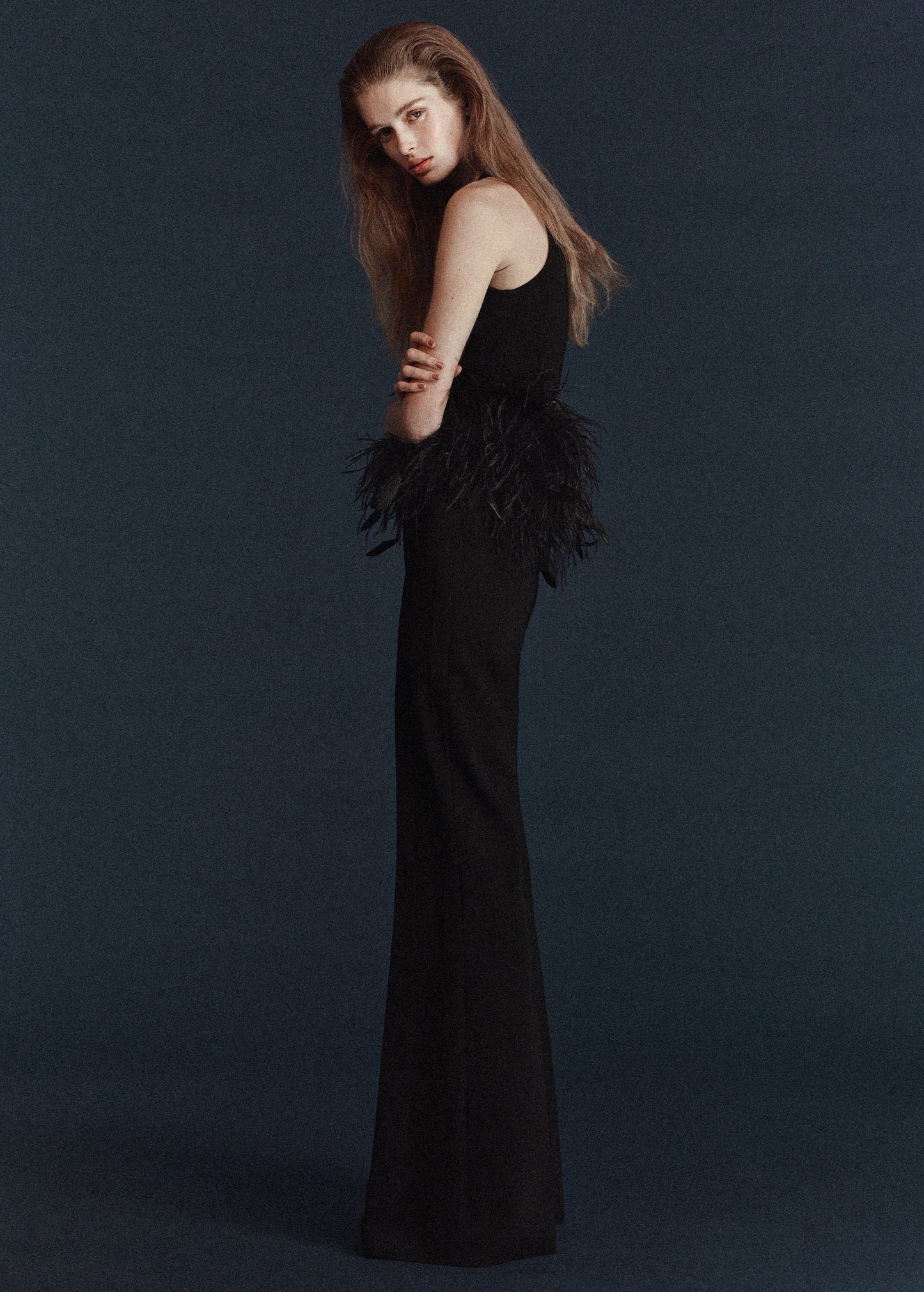 Knitted top with feather