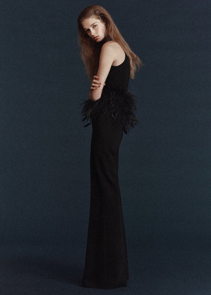 Knitted top with feather