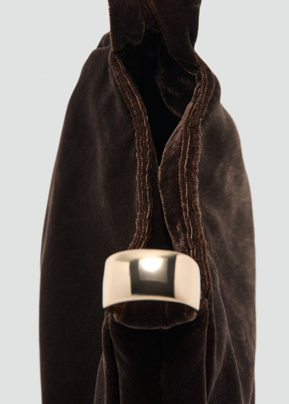 Velvet handbag with metallic detail