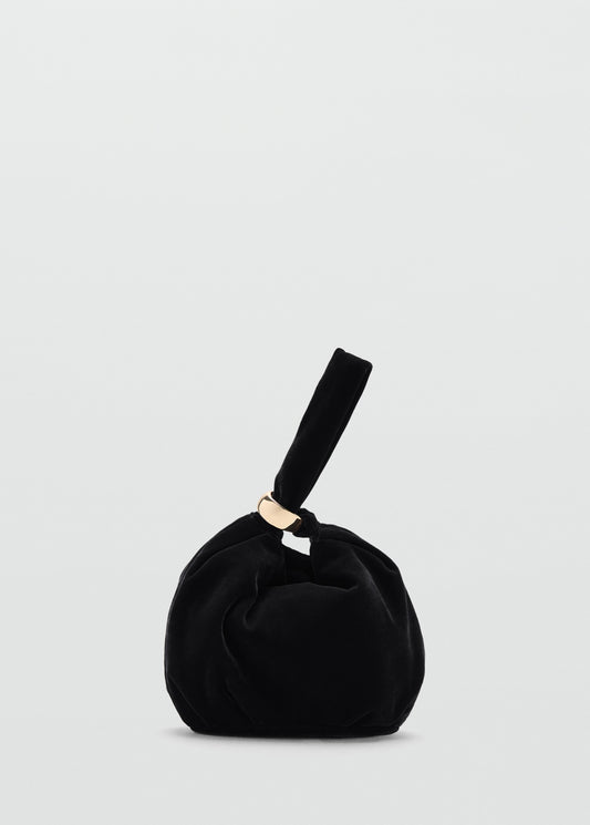 Velvet handbag with metallic detail