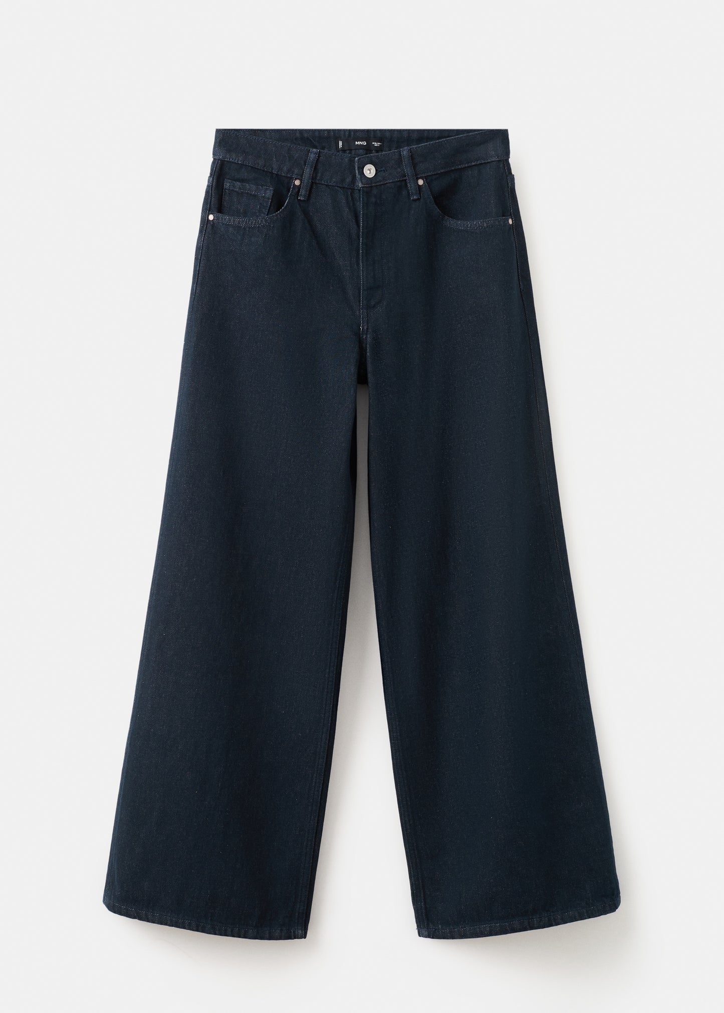 High-rise wide leg rinse-wash jeans