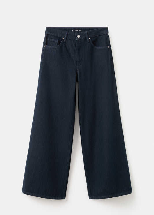 High-rise wide leg rinse-wash jeans
