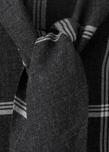 Blouse with check pattern and foulard collar