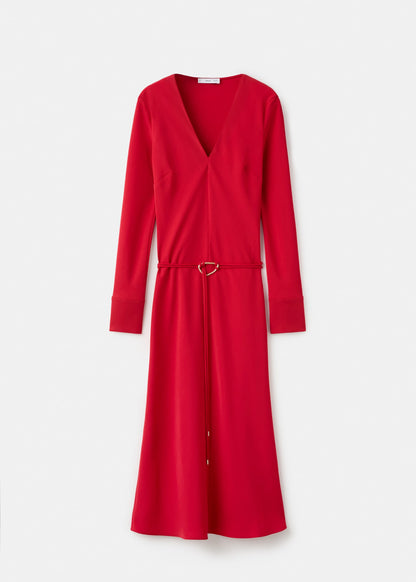 Belted V-neck dress