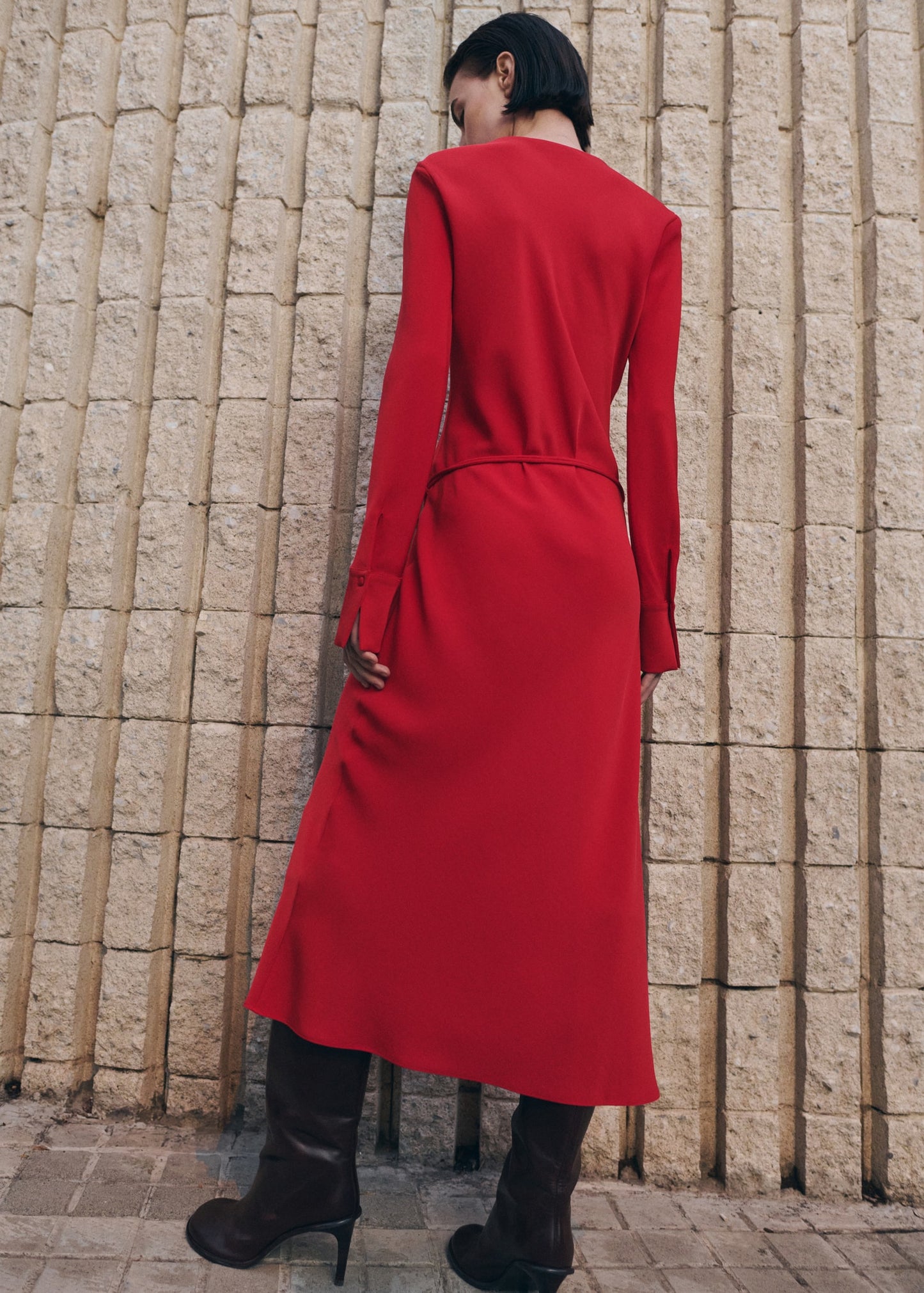Belted V-neck dress