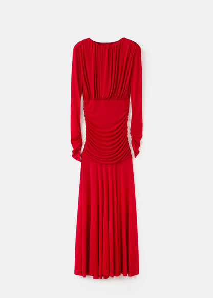 Fine knit dress with draped bodice