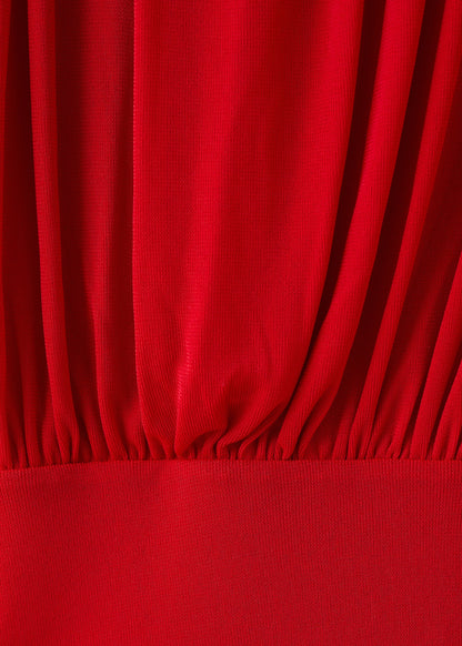 Fine knit dress with draped bodice