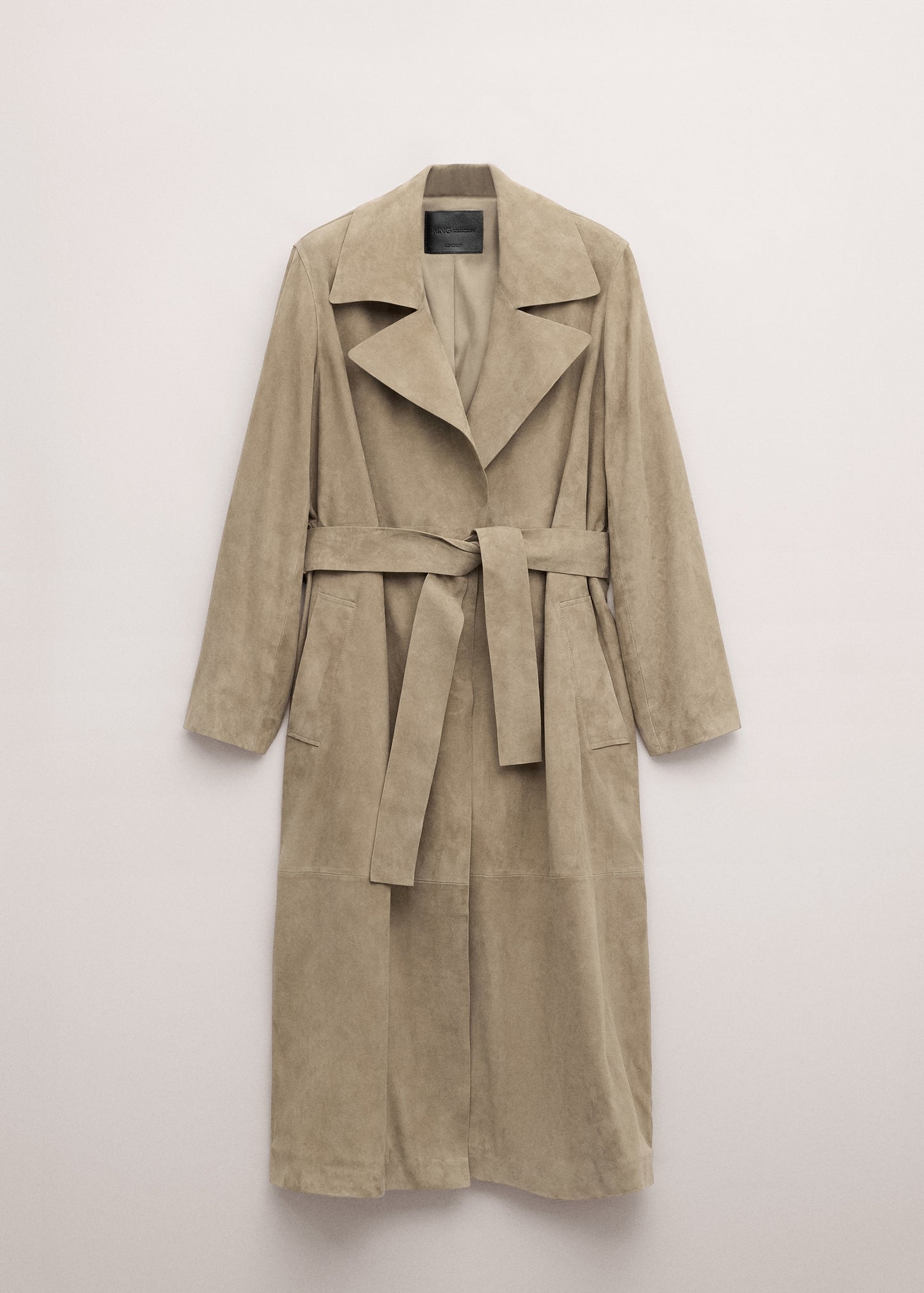 Suede trench 100% leather with belt