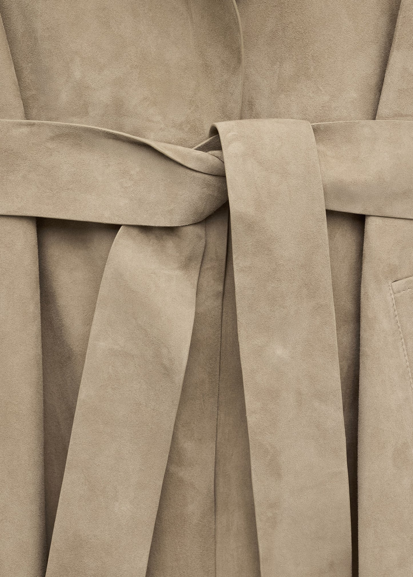 Long suede trench with belt