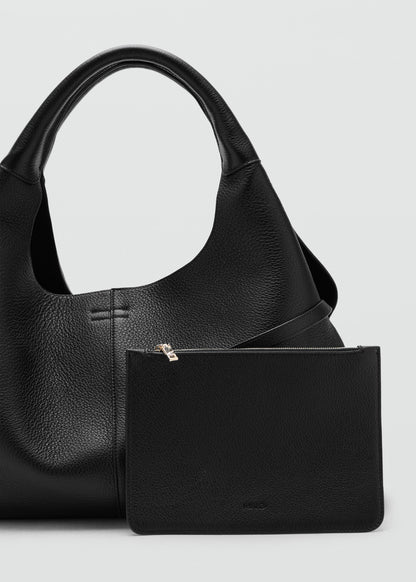Stitched leather shoulder bag