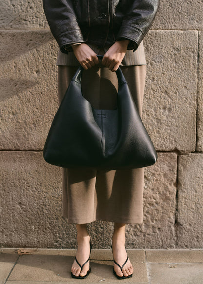 Stitched leather shoulder bag