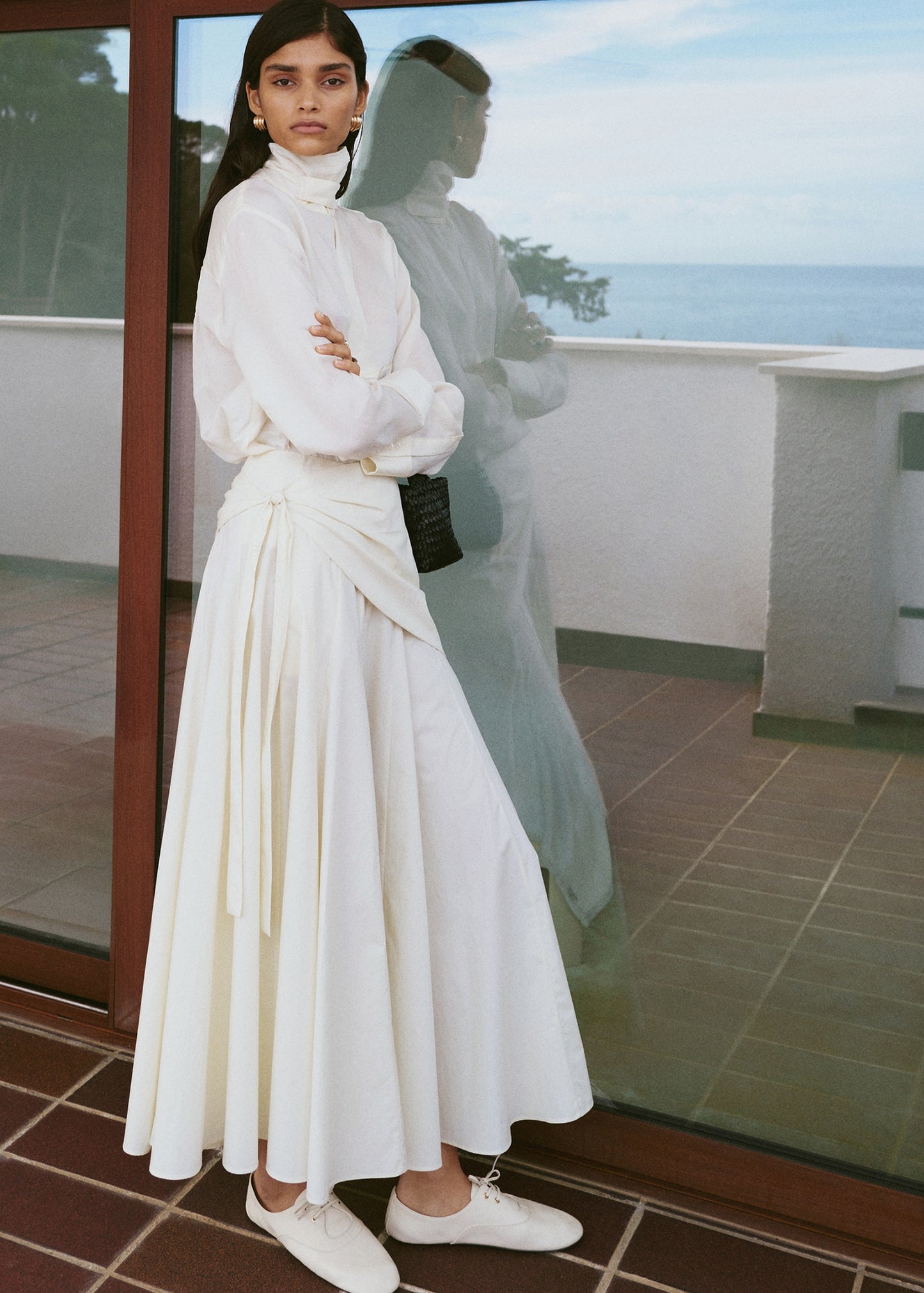 A-line skirt with handkerchief detail