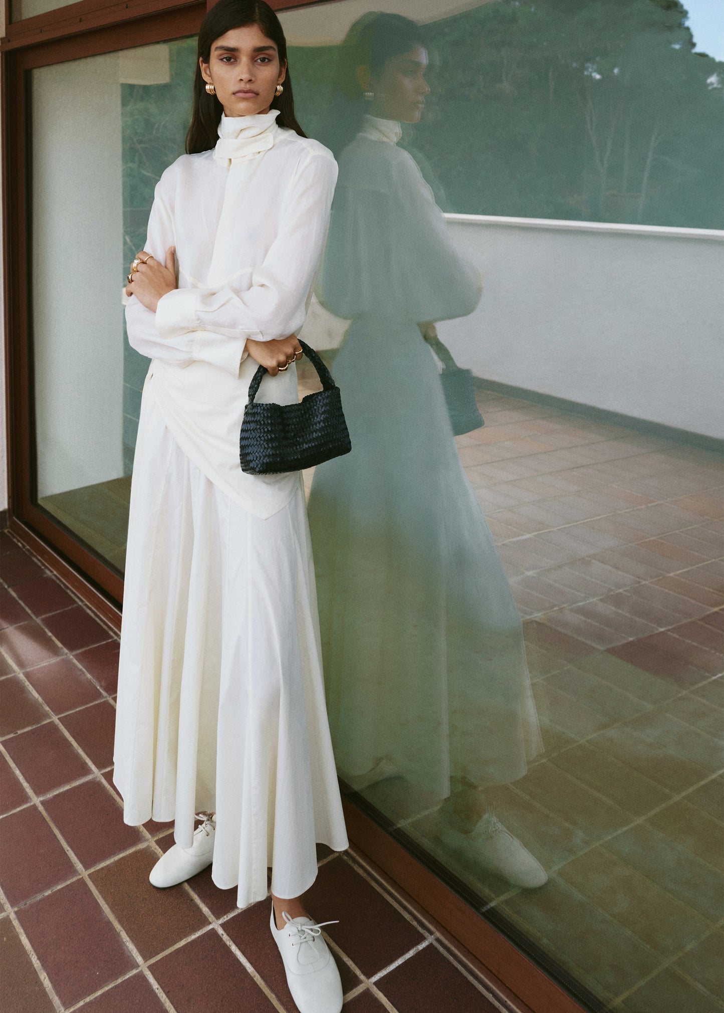 A-line skirt with handkerchief detail