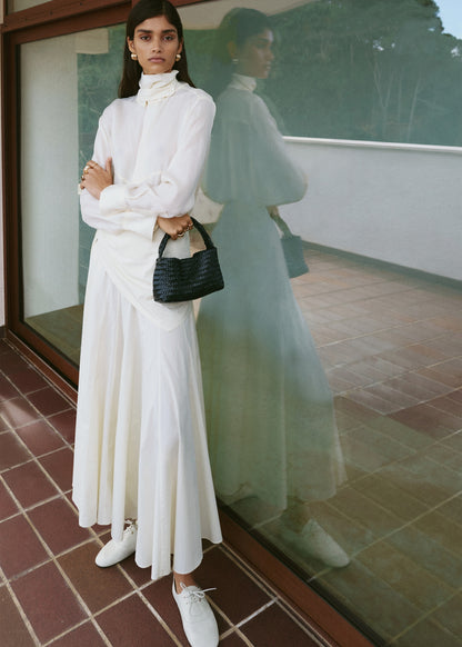 A-line skirt with handkerchief detail