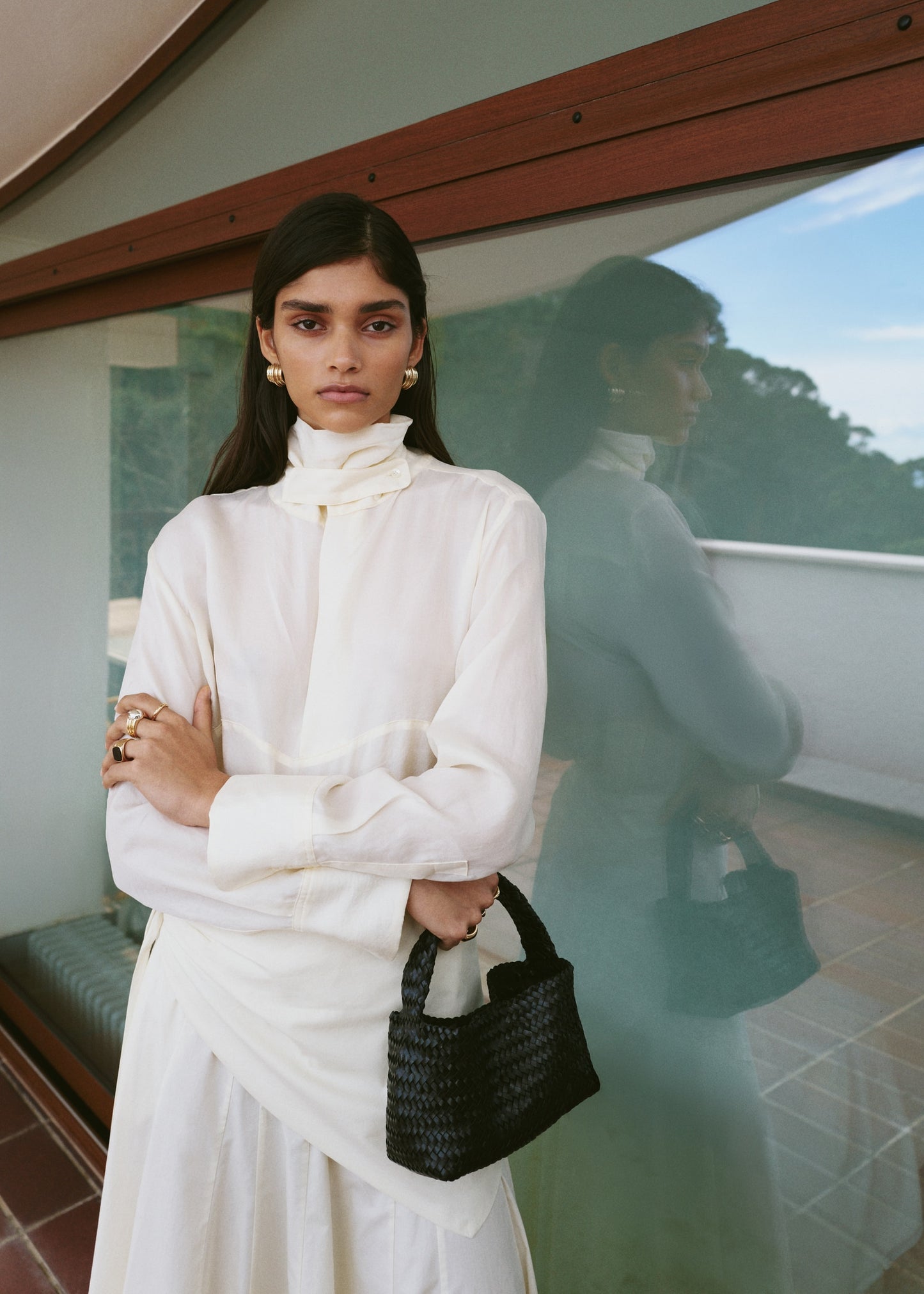 A-line skirt with handkerchief detail