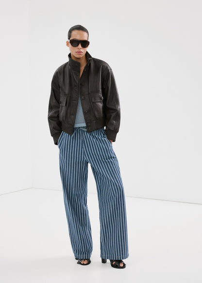 Straight striped trousers