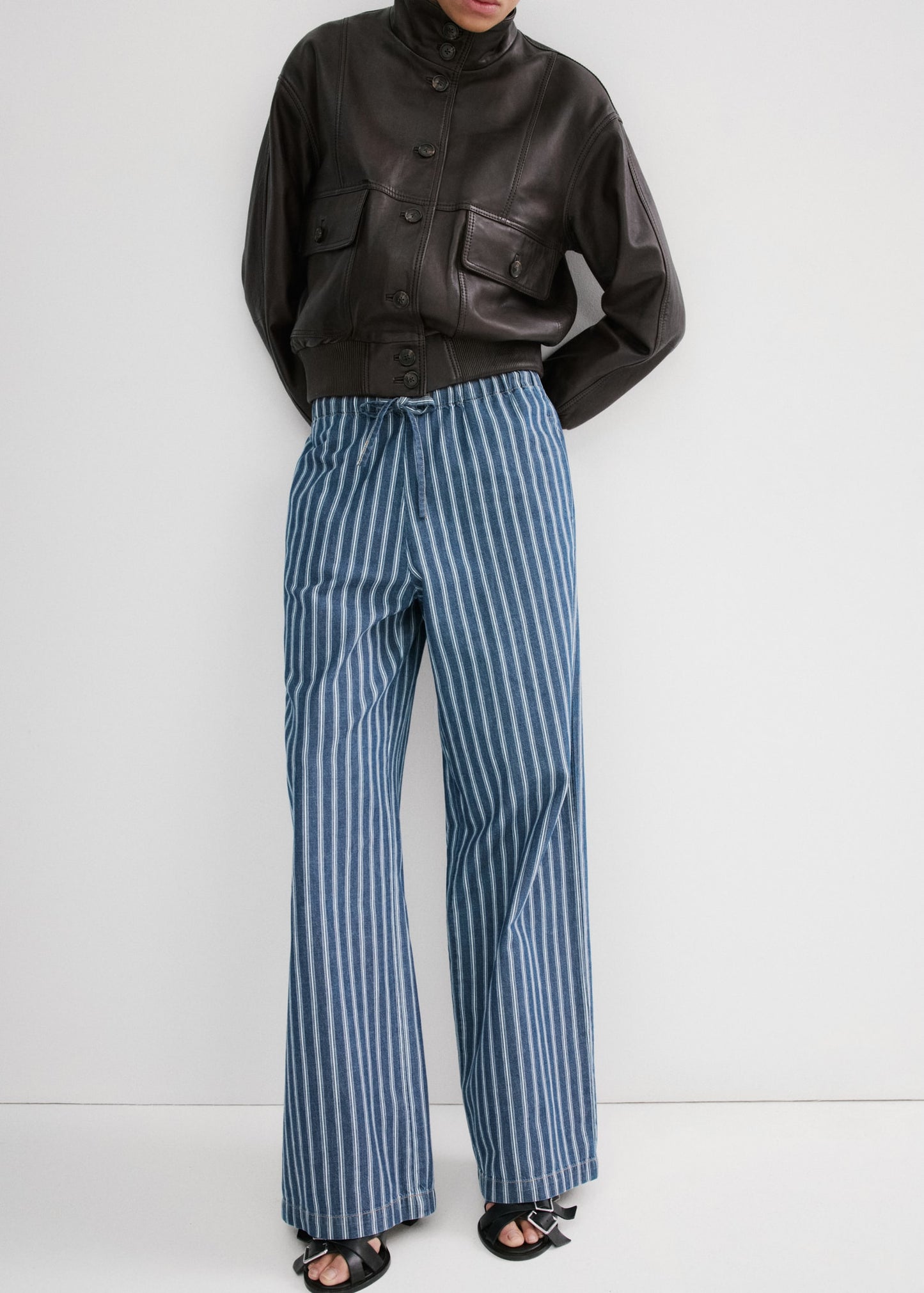 Straight striped trousers