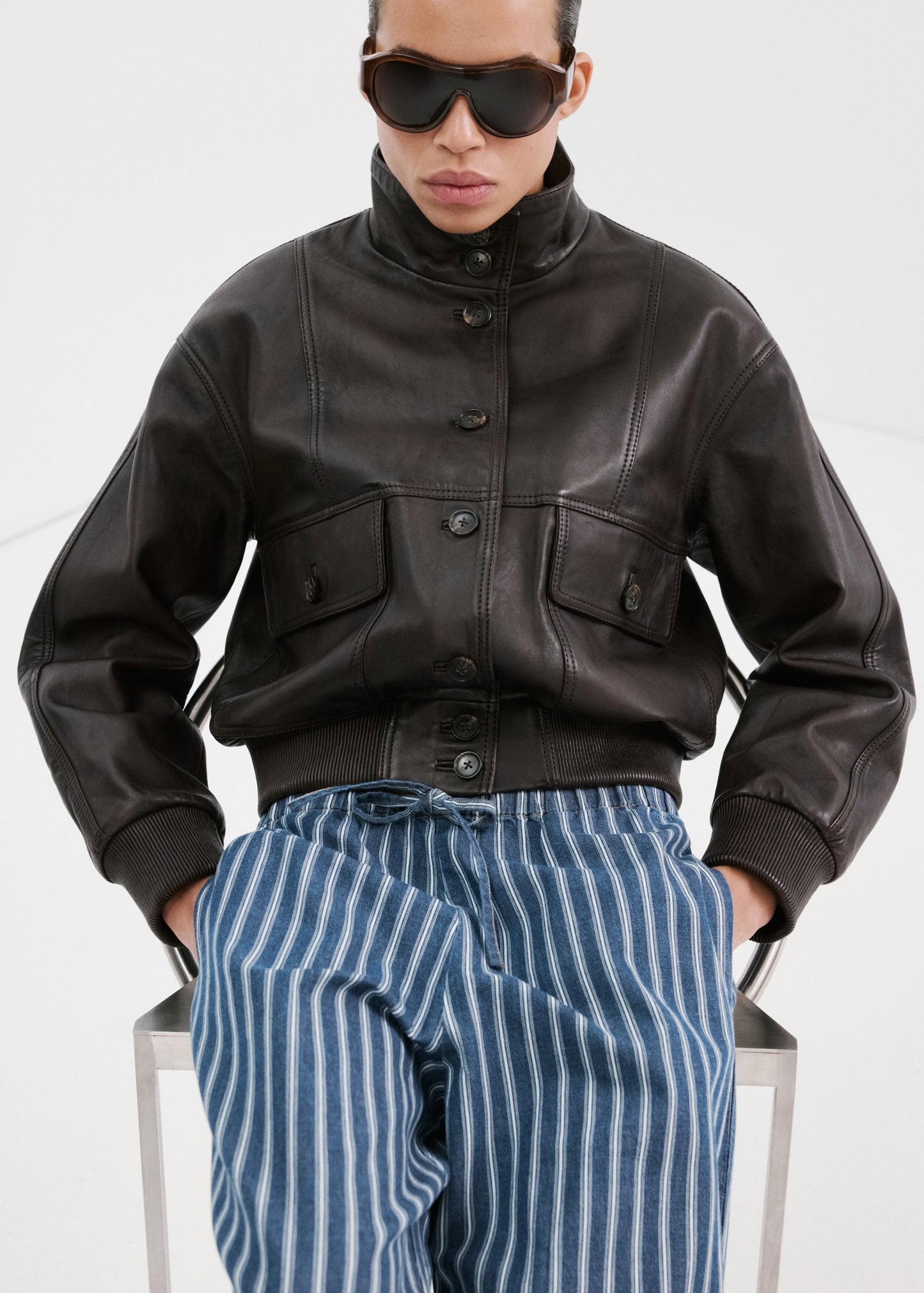 Straight striped trousers