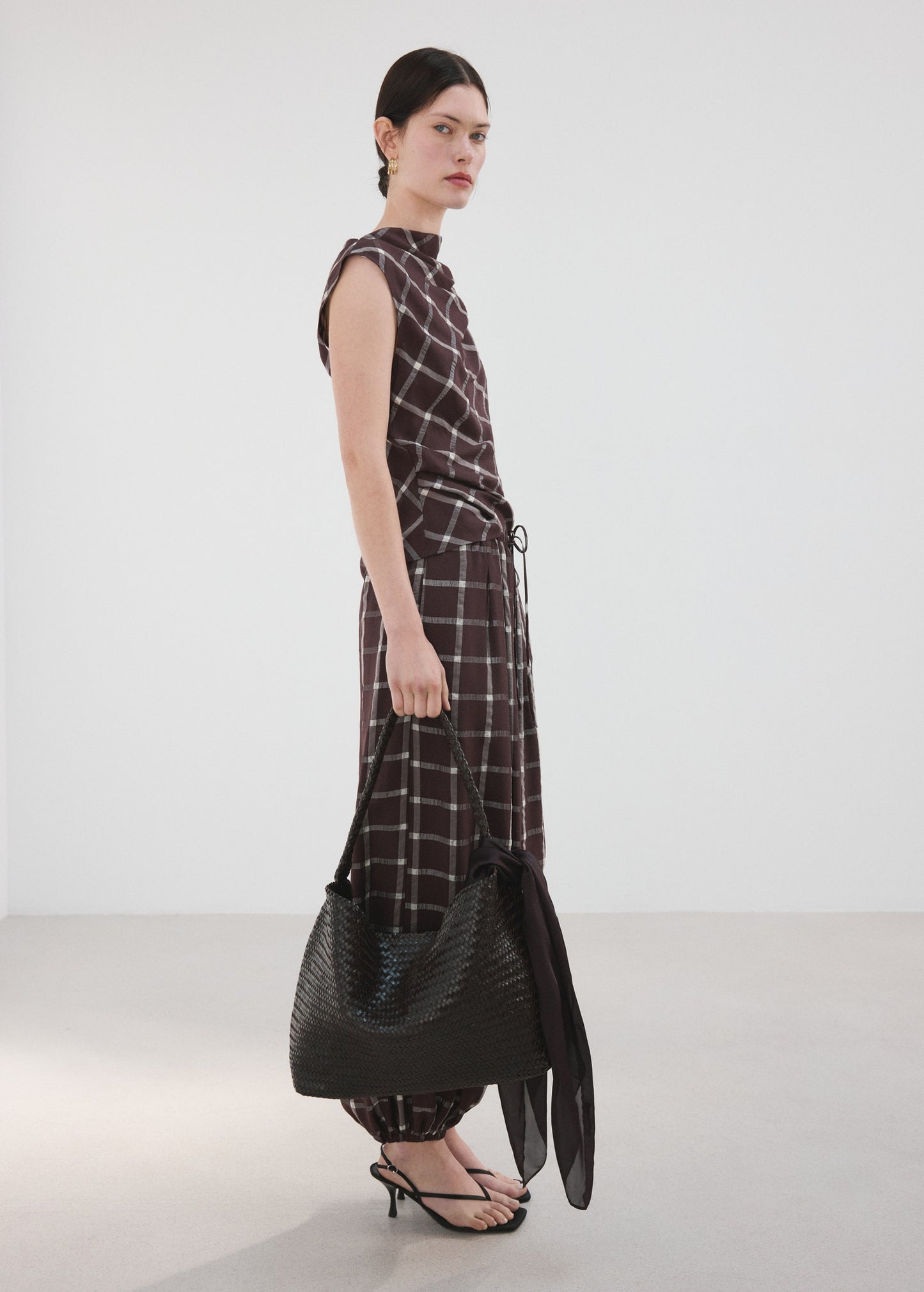 Fitted top with draped neckline