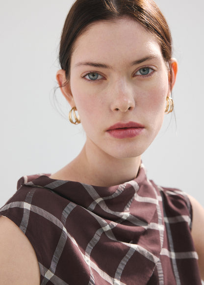 Fitted top with draped neckline
