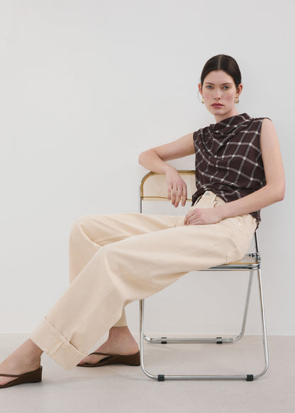 Fitted top with draped neckline