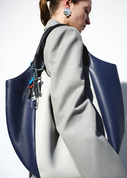 Bicolour leather shoulder bag