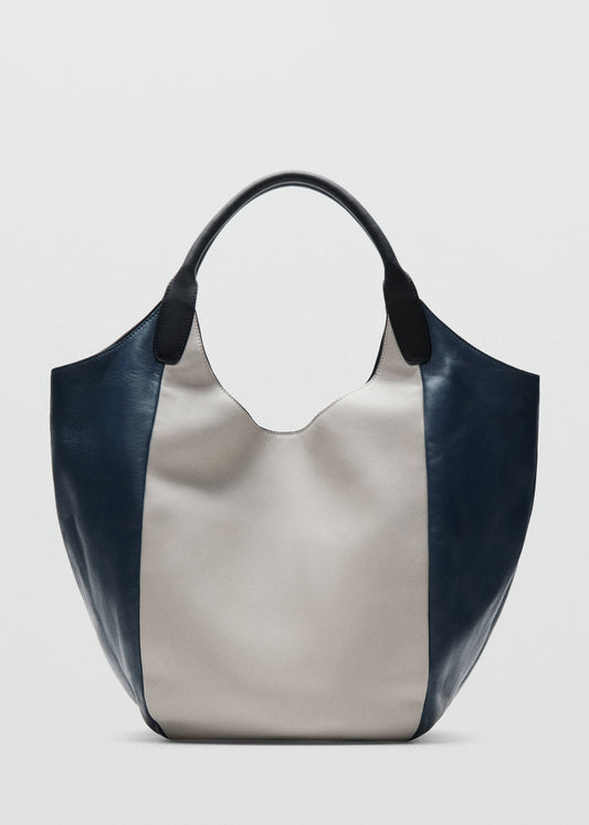 Bicolour leather shoulder bag