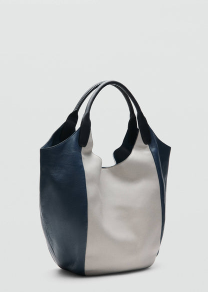 Bicolour leather shoulder bag