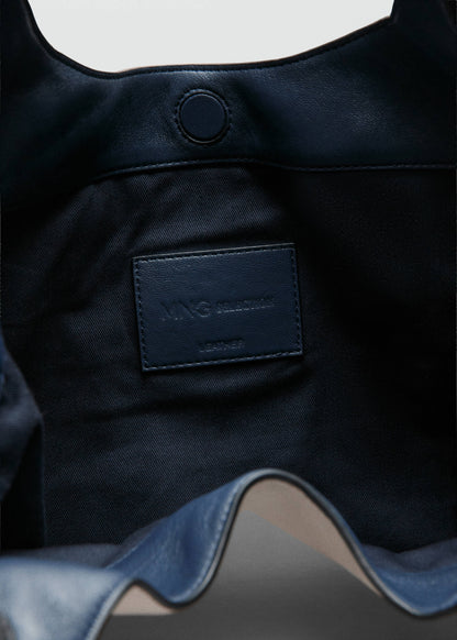 Bicolour leather shoulder bag