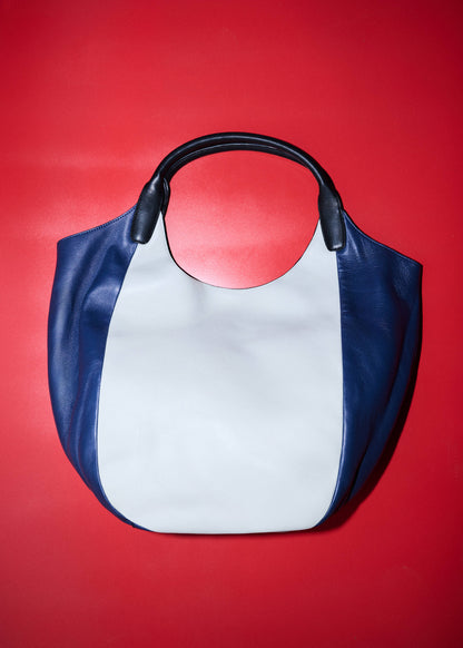 Bicolour leather shoulder bag