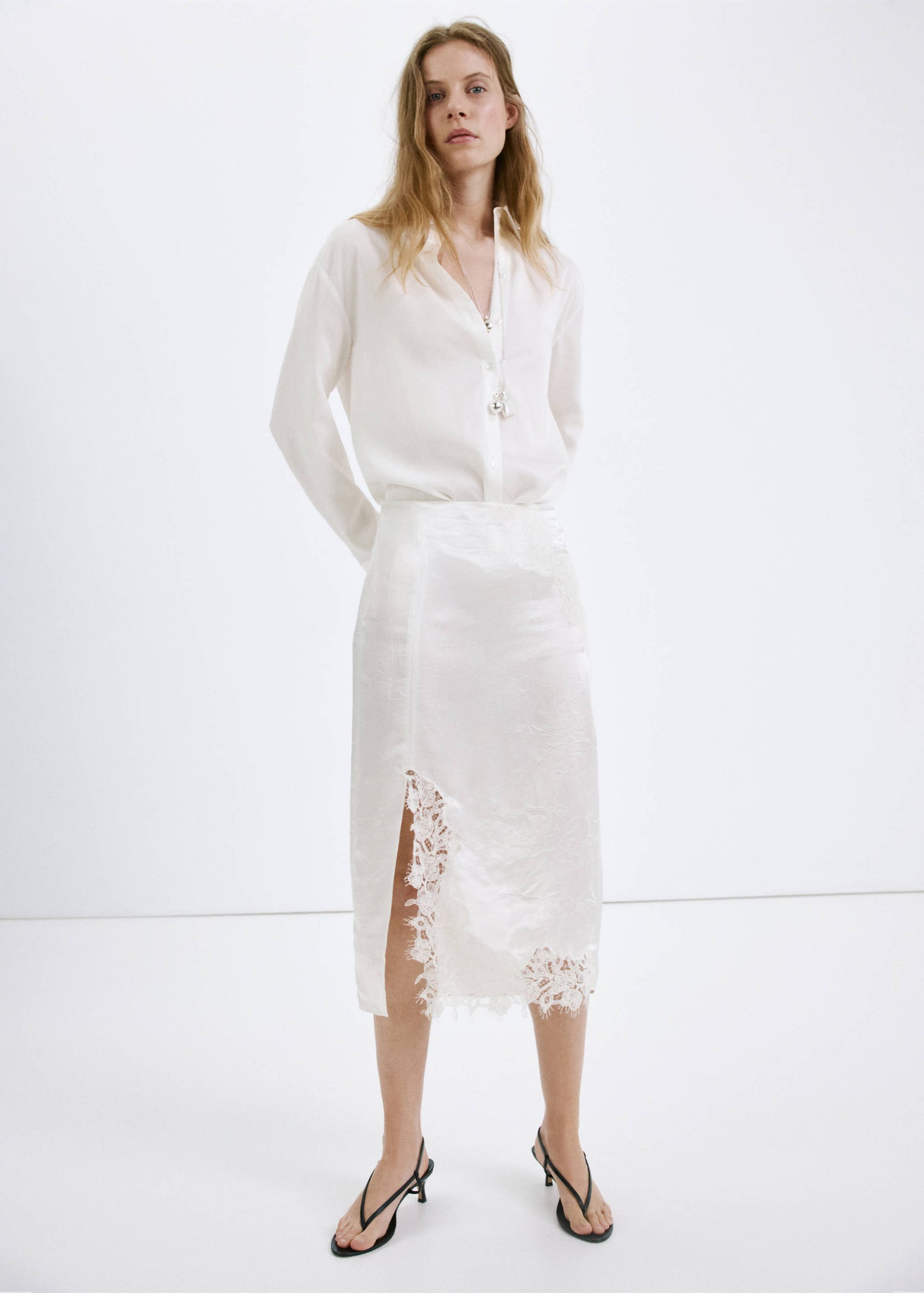 Satin lace skirt