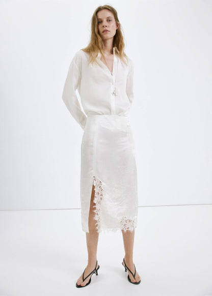 Satin lace skirt