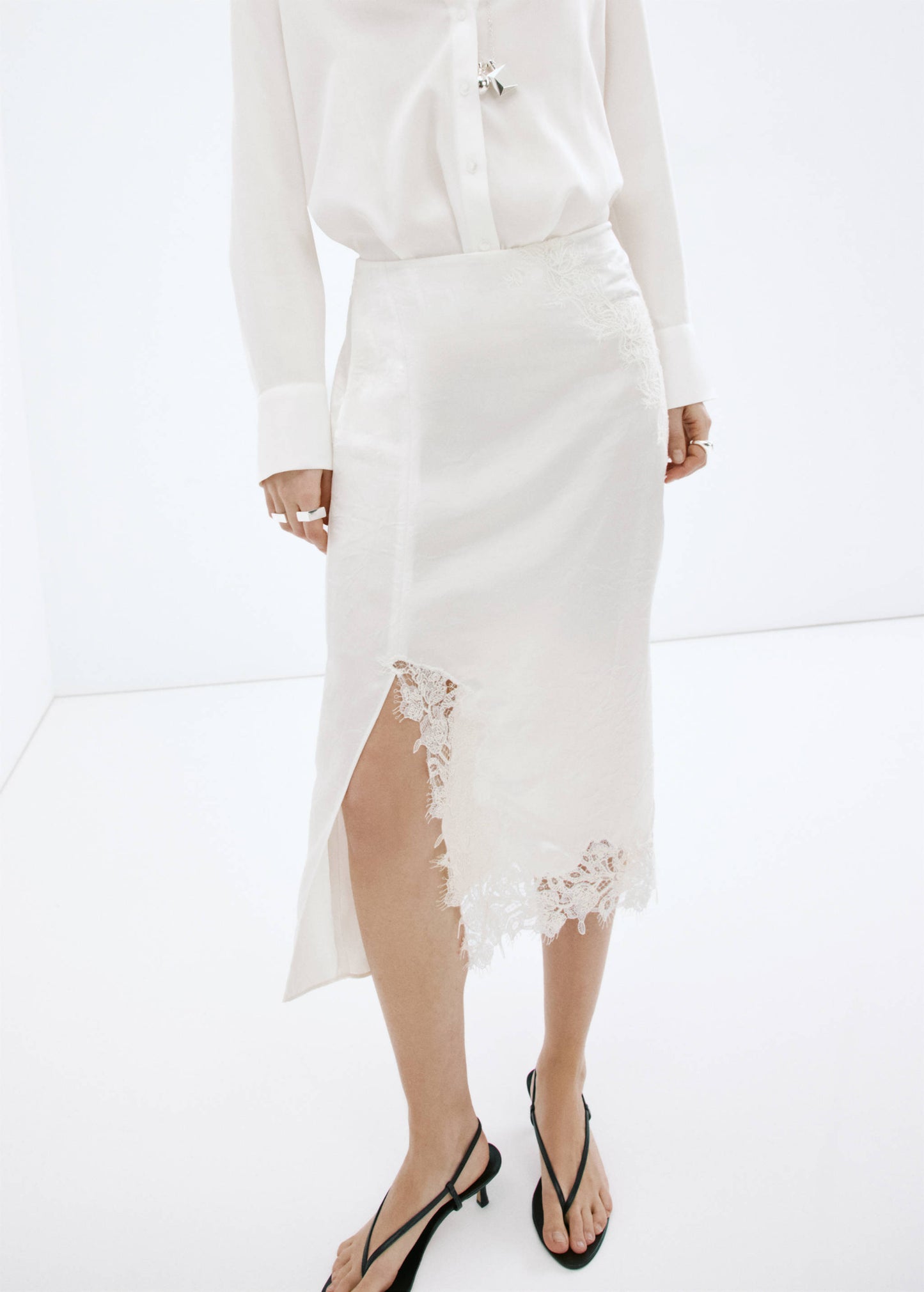 Satin lace skirt