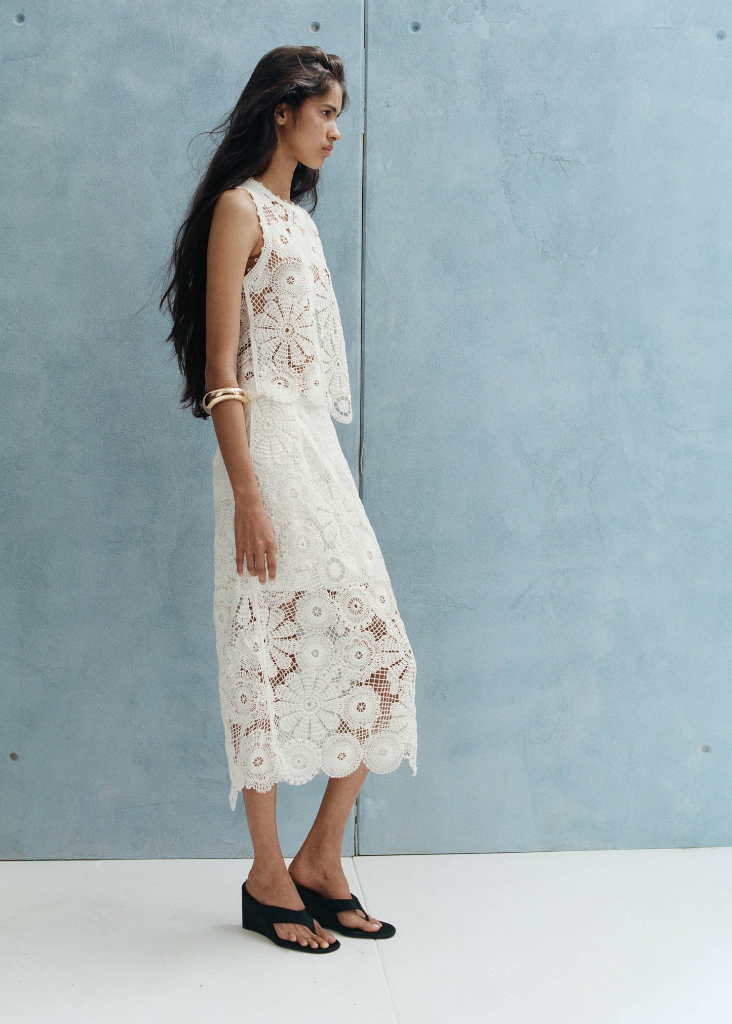 Embroidered top with openwork details