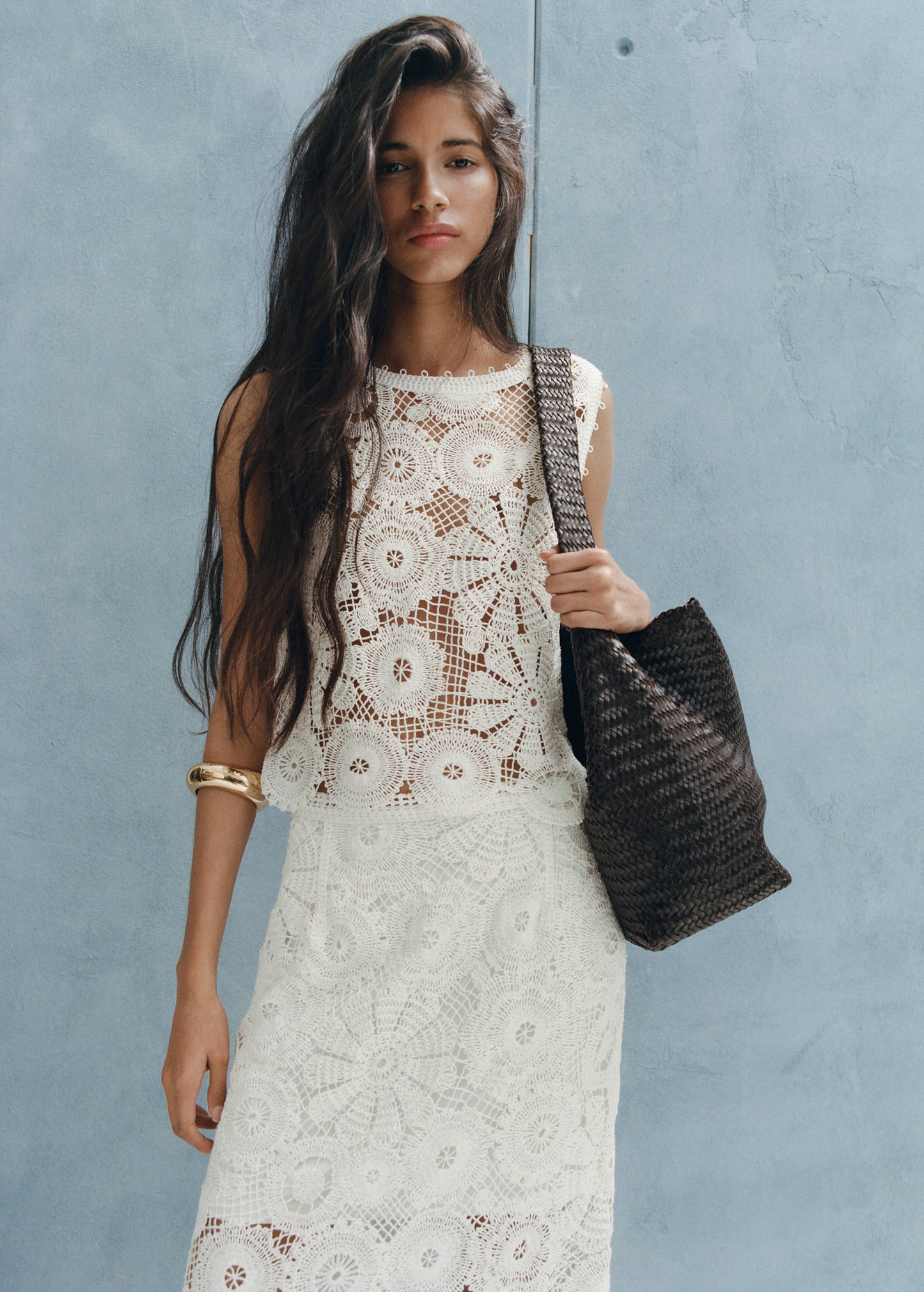 Embroidered top with openwork details