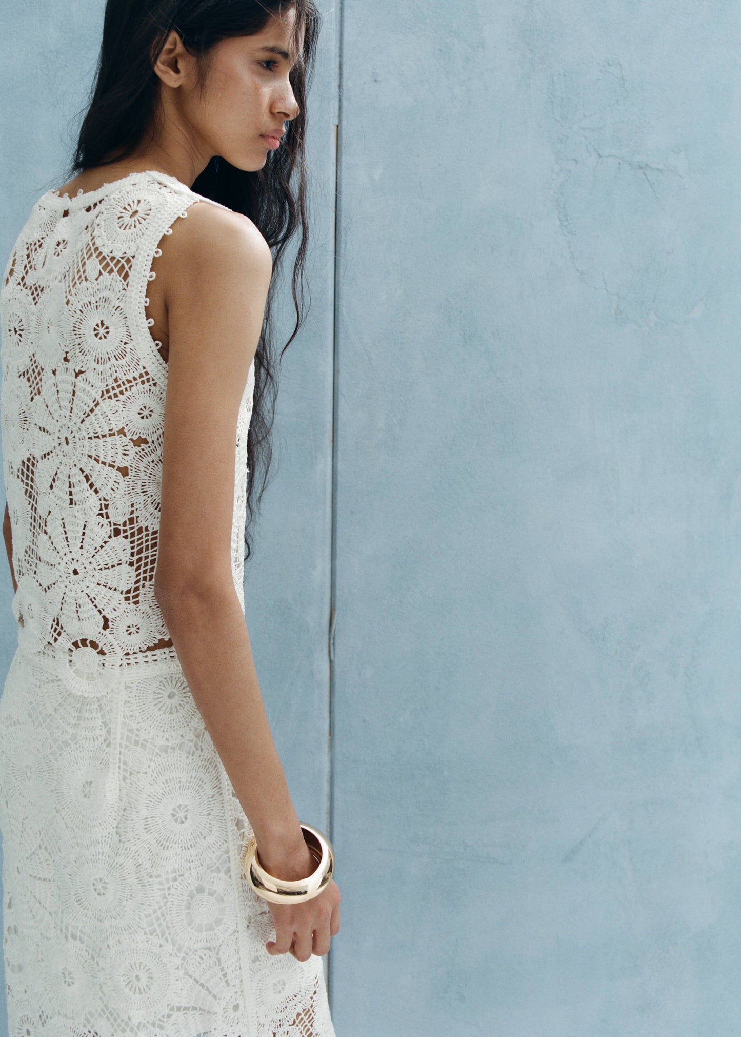 Embroidered top with openwork details