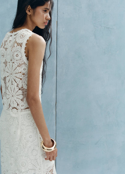Embroidered top with openwork details