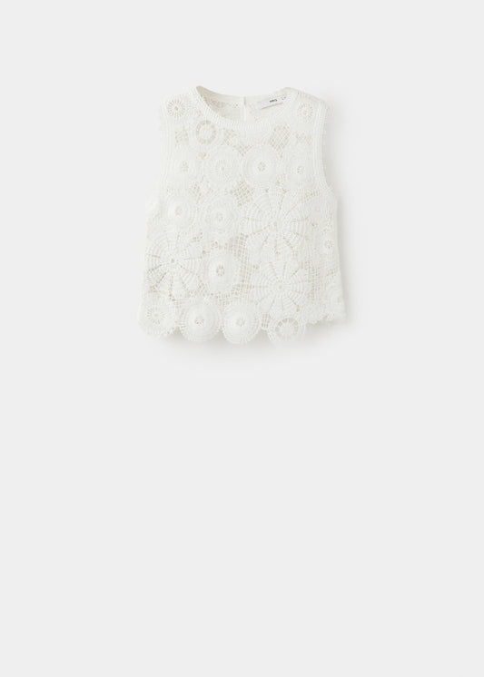 Embroidered top with openwork details