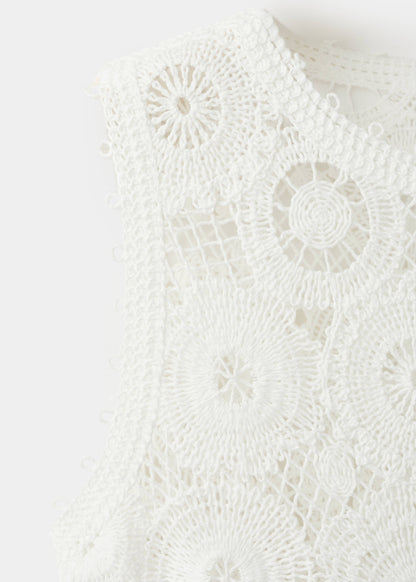 Embroidered top with openwork details