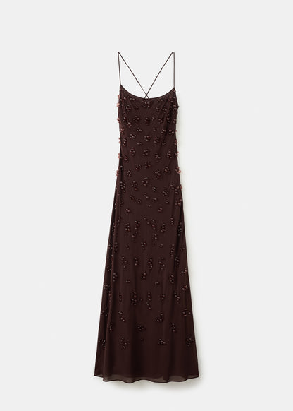 Long dress with embroidered spheres
