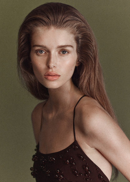 Long dress with embroidered spheres