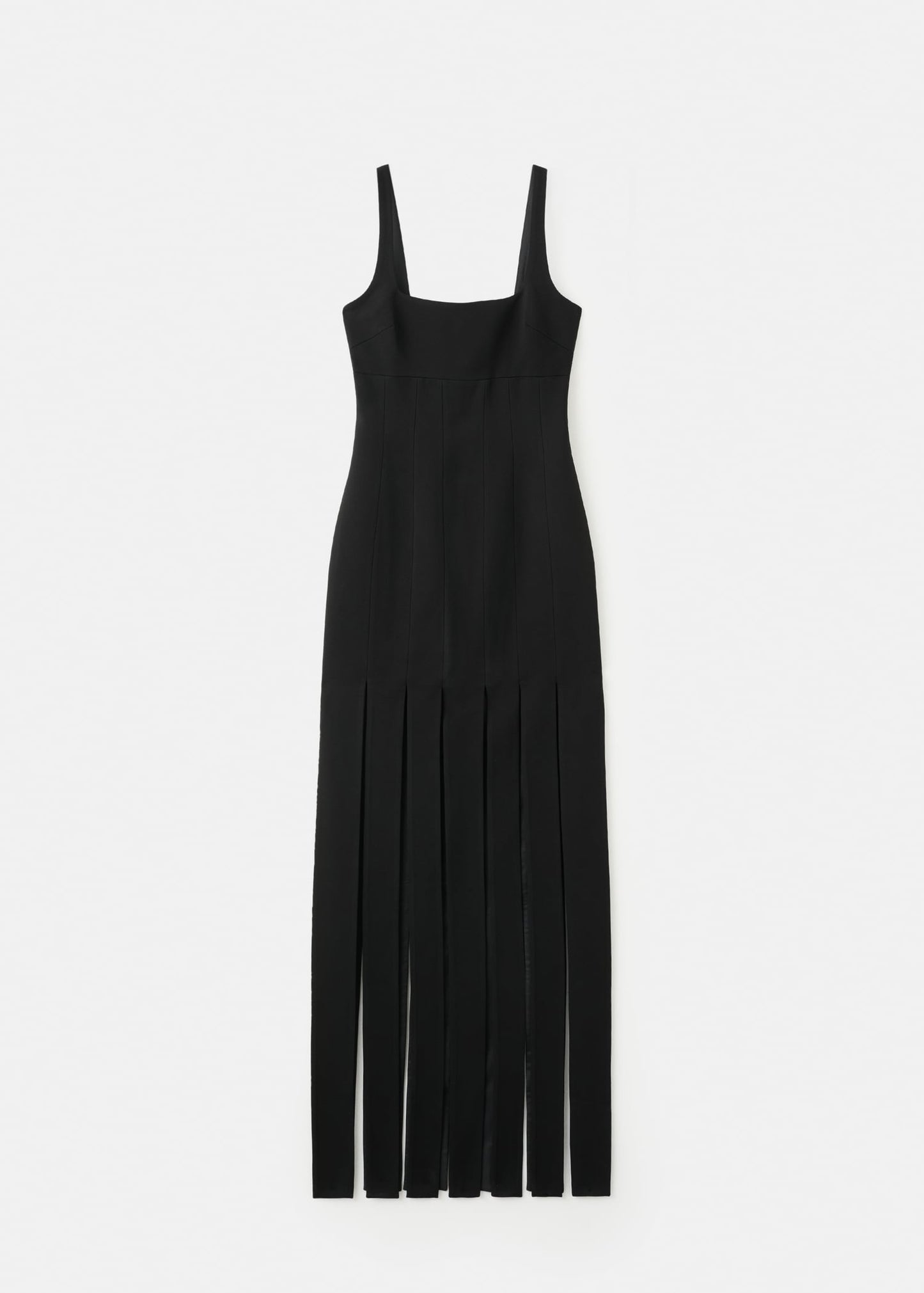 Low-cut dress with fringed hem
