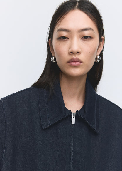 Denim jacket with fur collar