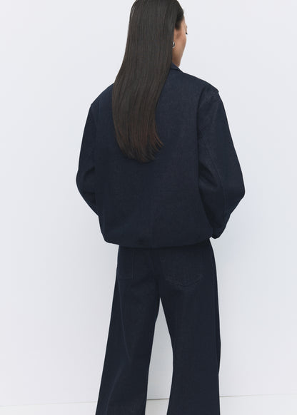 Denim jacket with fur collar