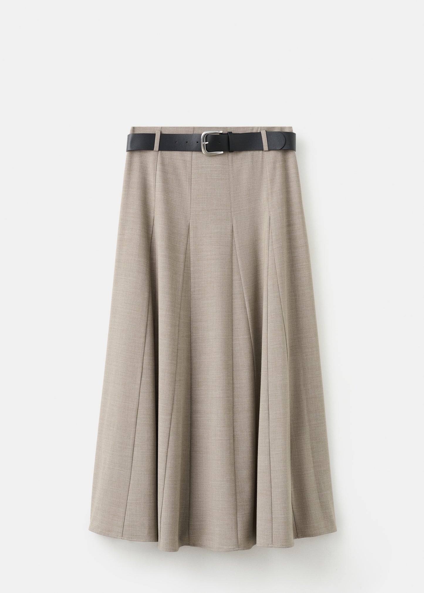 A-line skirt with godets and belt