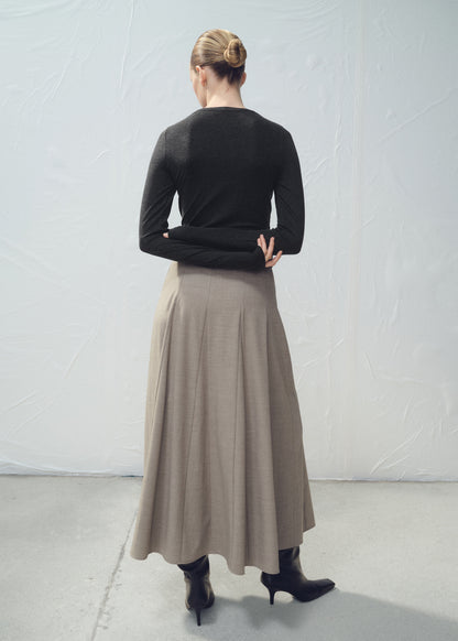 A-line skirt with godets and belt