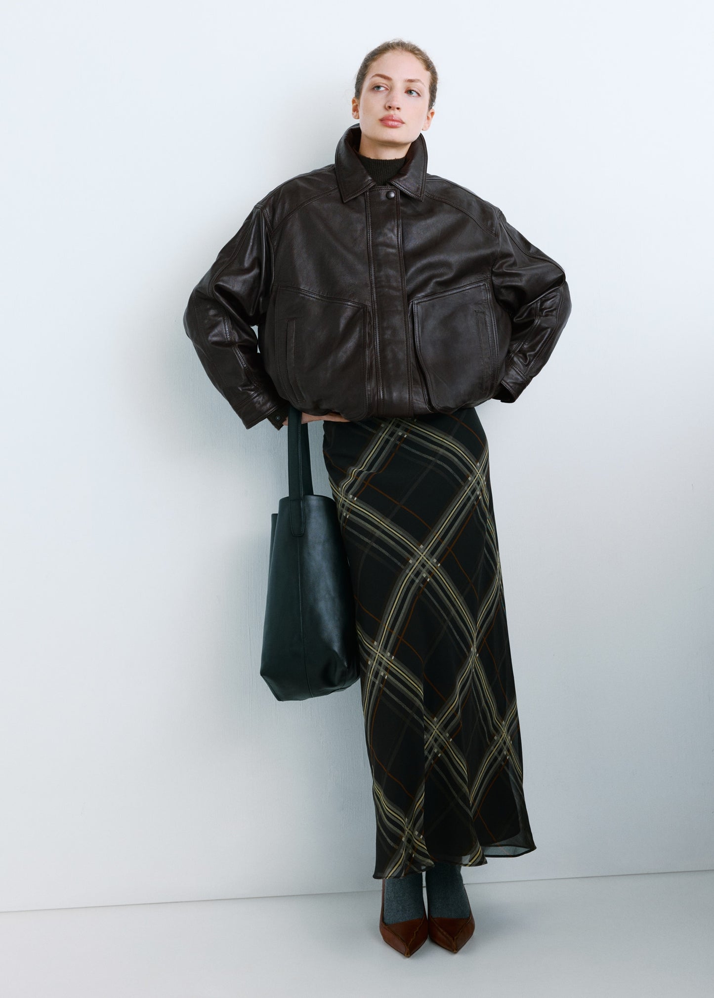 Oversized leather jacket