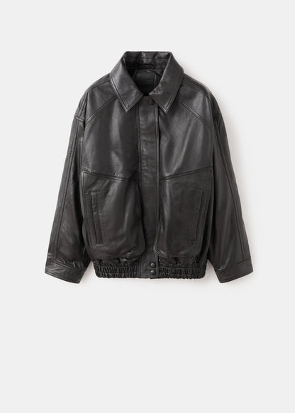 Oversized leather jacket