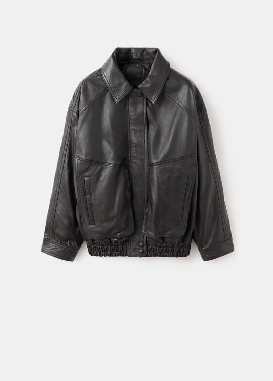 Oversized leather jacket